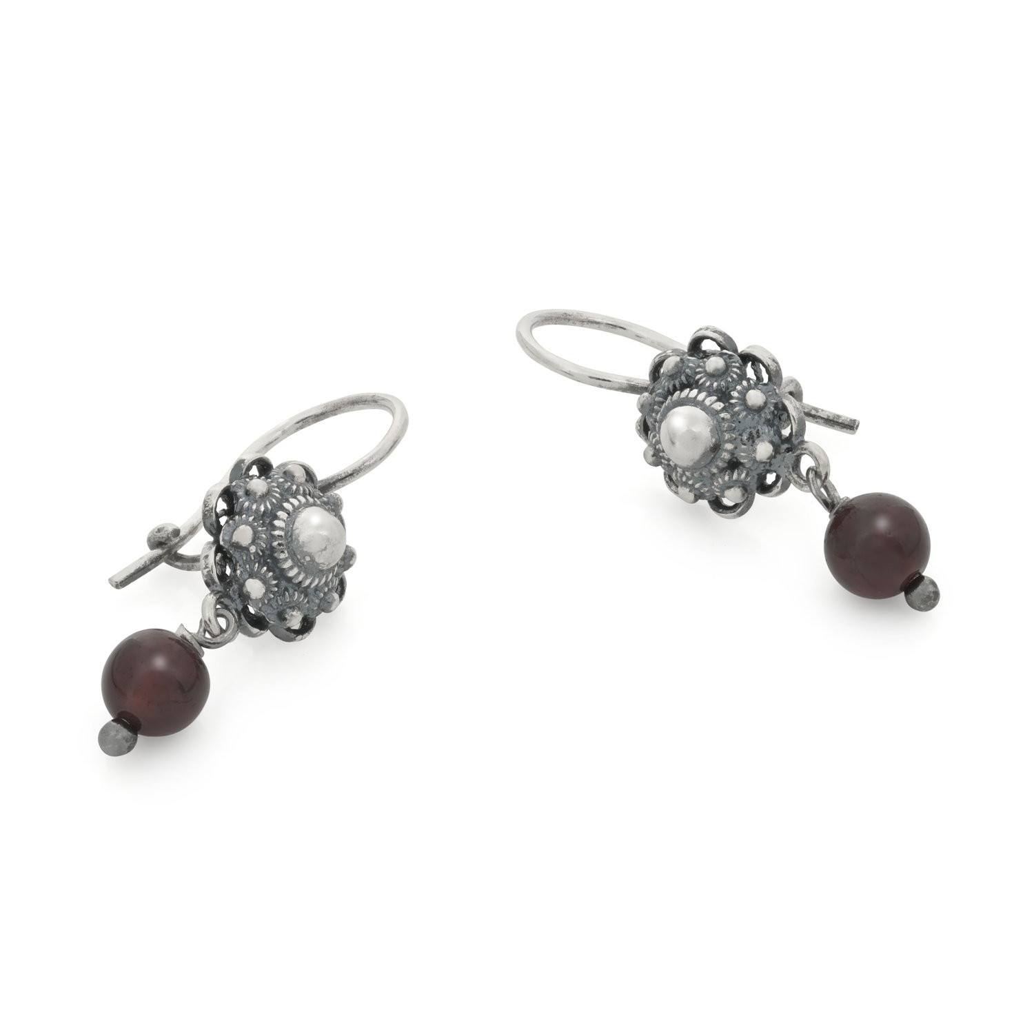 8mm Zeeuwse Knop Oorhangers met Granaat - Afbeelding 2