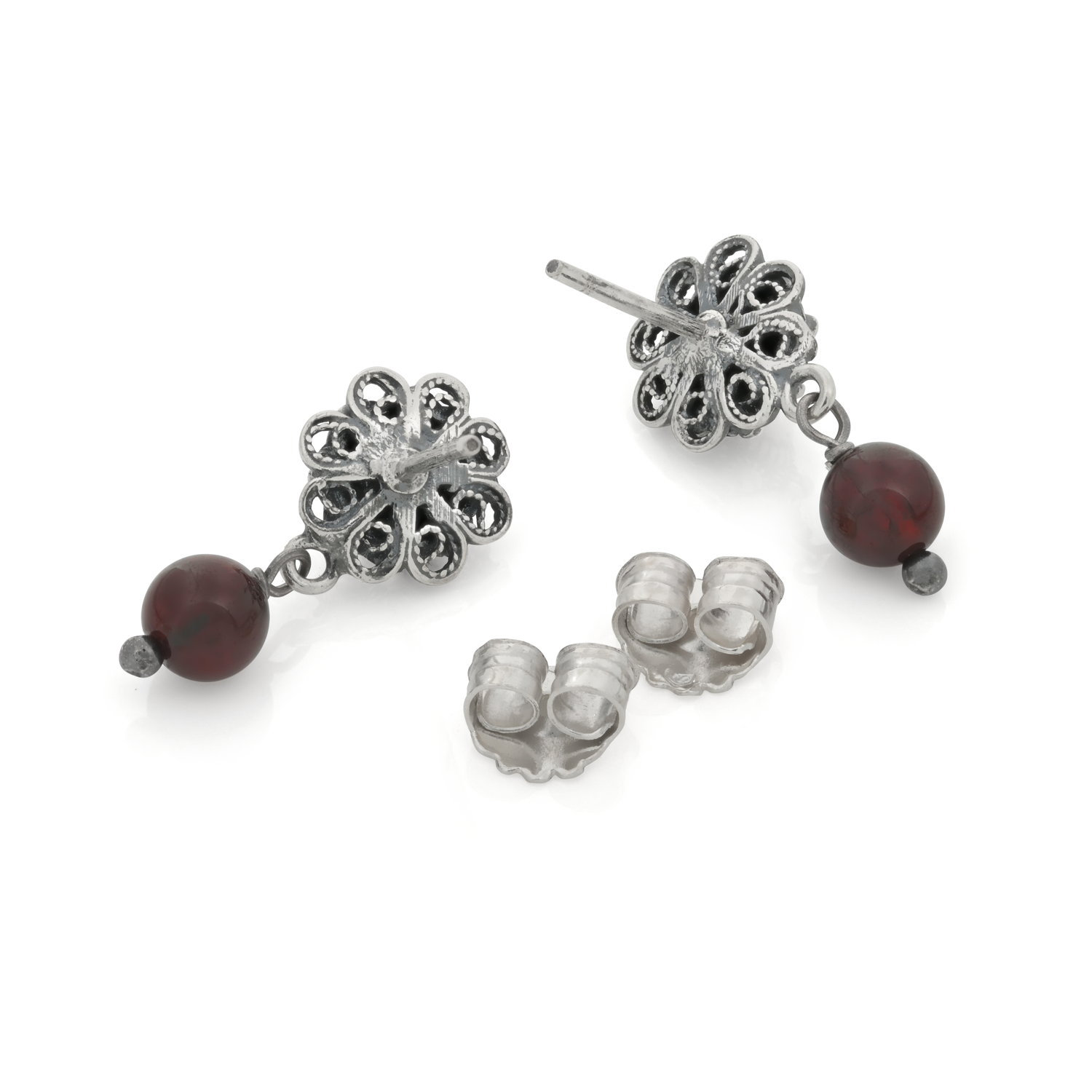 8mm Zeeuwse Knop Oorstekers met Granaat - Afbeelding 3